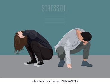 Stressful People, Man and Woman having unpleasant