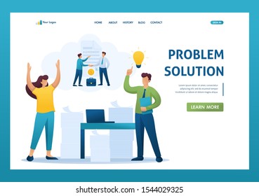 Stressful situation of the office, solution of the problem by employees of the company. Flat 2D character. Landing page concepts and web design