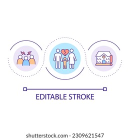 Stressful situations loop concept icon. Risk of conflicts appearance. Relations in society abstract idea thin line illustration. Isolated outline drawing. Editable stroke. Arial font used