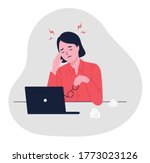 Stressful work, Stress at workplace. Busy business woman, Project failure, Workaholic. Unhappy female clerk sitting at desk. Sad, tired or exhausted woman at office. flat vector illustration