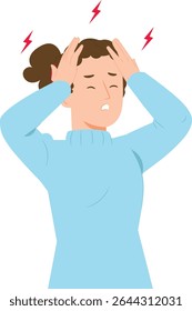 Stressful work, Stress at workplace. Busy business woman, Project failure, Workaholic. Unhappy female clerk sitting at desk. Sad, tired Tired woman have headache, migraine, dizziness