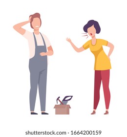 Stressful Working Environment Flat Vector Illustration on White Background.