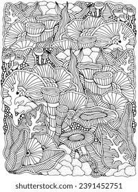 Stressrelief, ethnic abstract background. Hand-drawn, floral, retro, doodle, vector, zentangle design element. Adult coloring book page.