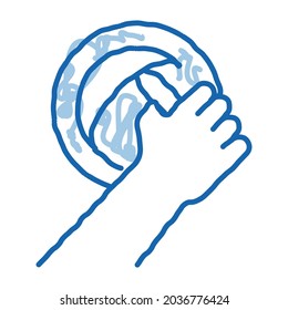 Stretchdeckenkonstruktionssymbol, Vektorgrafik. Handgezeichnetes, blau doodle line Art Dehnungsschild Deckenkonstruktion. einzelne Symbolillustration