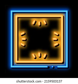 stretch ceiling with lamps neon light sign vector. Glowing bright icon stretch ceiling with lamps sign. transparent symbol illustration