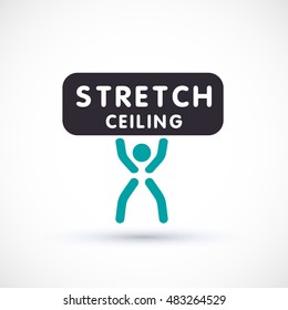 Stretch ceiling and worker logo concept symbol suspended ceiling