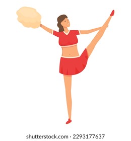 Vector de dibujos animados de estiramiento. Chica de Pom. Equipo femenino