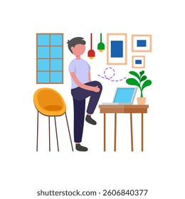 Stretch during work hours Vector Illustration