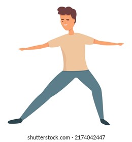 Stretch exercise icon cartoon vector. Sport school. Kid education