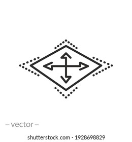 stretch fabric icon, elastic feature material, clothes resize, thin line symbol on white background - editable stroke vector