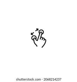 icono negro del gesto de la mano del estiramiento, fondo blanco aislado