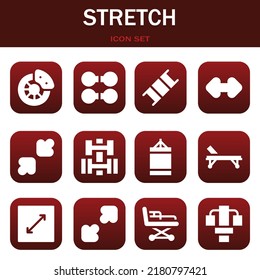 stretch icon set. Vector  illustrations related with Break, Dumbbell and Stretcher