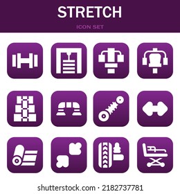 stretch icon set. Vector  illustrations related with Dumbbell, Gym station and Gym station
