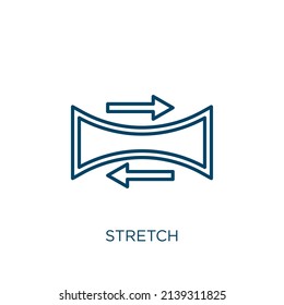 icono de estiramiento. Icono de contorno lineal delgado aislado en fondo blanco. Signo de extensión vectorial de línea, símbolo para web y móvil