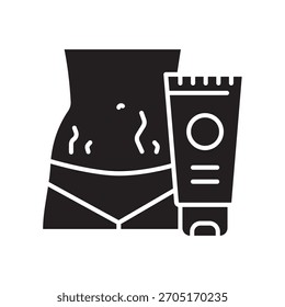 stretch mark cream black line icon. Vector isolated element.Editable stroke