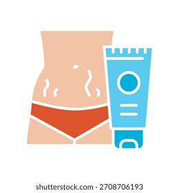 Stretch Mark Creme schwarze Linie Symbol. Vektor isoliertes Element.Bearbeitbarer Strich