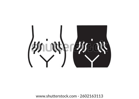 Stretch marks icon on female abdomen Vector