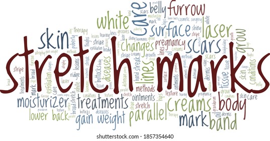 Stretch marks vector illustration word cloud isolated on a white background.