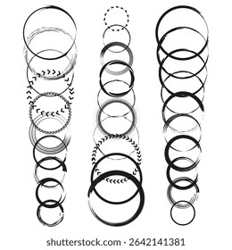 Stretch ring shapes. Loop spiral icon. Vector circular symbols. Abstract black outlines.
