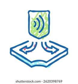 Propiedades de telas estiradas Vector de dibujo de icono de doodle. signo de propiedades de telas estiradas. ilustración de símbolo aislado