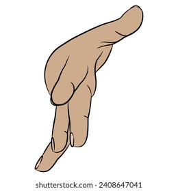 Stretched forward human hand with open fingers in dynamic greeting or reaching gesture. Cartoon style. Front view. Isolated vector illustration.