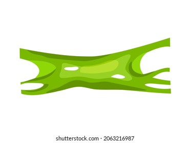 Stretched green slime. Chewing gum.Sticky mucus. White isolated background. Vector cartoon illustration.