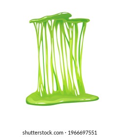 Stretched Green Slime. Kids' Sensory Toy. Cartoon Vector Illustration.