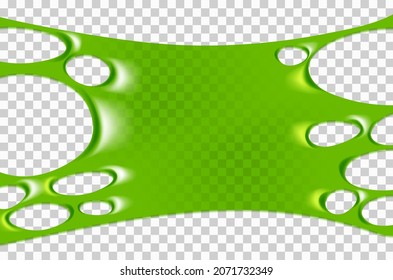 Stretched green sticky slime. Illustration isolated on transparent background. Graphic concept for your design