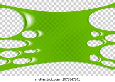 Stretched green sticky slime. Illustration isolated on transparent background. Graphic concept for your design