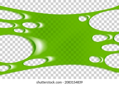 Stretched green sticky slime. Illustration isolated on transparent background. Graphic concept for your design