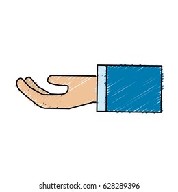 stretched hand with formal suit