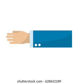 stretched hand with formal suit