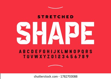 Stretched style font design, alphabet letters and numbers vector illustration