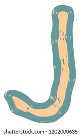 Stretched vector alphabet.Letter J.