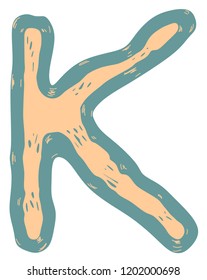 Stretched vector alphabet.Letter K.