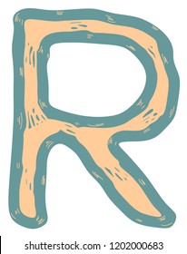 Stretched vector alphabet.Letter R.