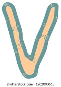 Stretched vector alphabet.Letter V.