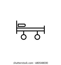 stretcher, bed on wheels icon on white background