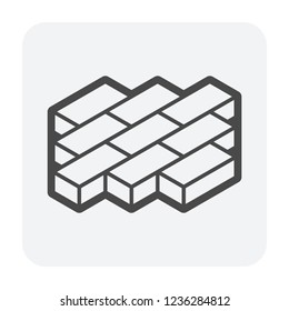 Stretcher bond pattern vector icon. For paving floor material i.e. parquet wood, tile. And stone, cobblestone, brick, concrete block for landscape i.e. garden, road, driveway, patio, walkway, pavement