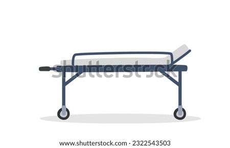 Stretcher clipart cartoon style. Stretcher, hospital bed, patient trolley, medical gurney, litter, pram flat vector illustration hand drawn doodle style. Hospital and medical concept ストックフォト © 