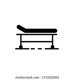 Vector de diseño de icono de pictogramas de Stretcher. Símbolo médico de signo. Trazo editable. Icono vector de glifo negro.