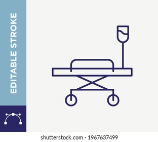 Stretcher Hospital Bed Outline Vector Icon Editable Stroke