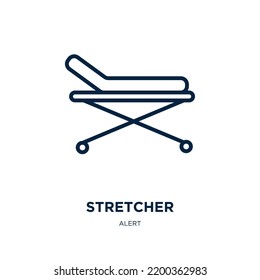 stretcher icon from alert collection. Thin linear stretcher, medical, rescue outline icon isolated on white background. Line vector stretcher sign, symbol for web and mobile