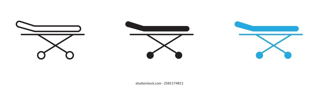 Stretcher icon black white vector outline