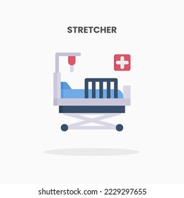 Stretcher icon flat. Vector illustration on white background. Can used for web, app, digital product, presentation, UI and many more.