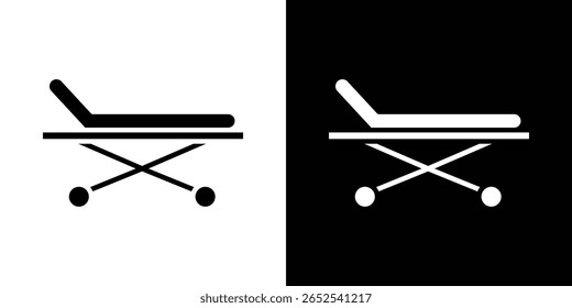Stretcher icon in flat version on black and white background