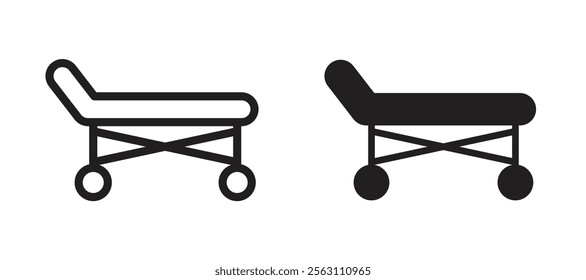 Stretcher icons in black line and filled versions