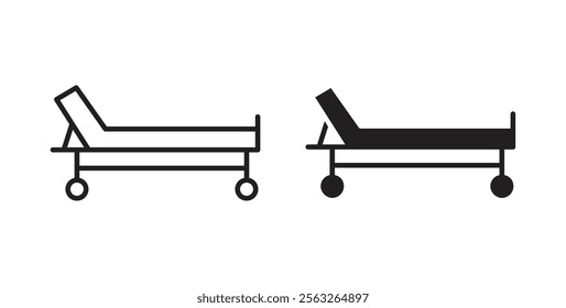 Stretcher icons in flat and line style set.