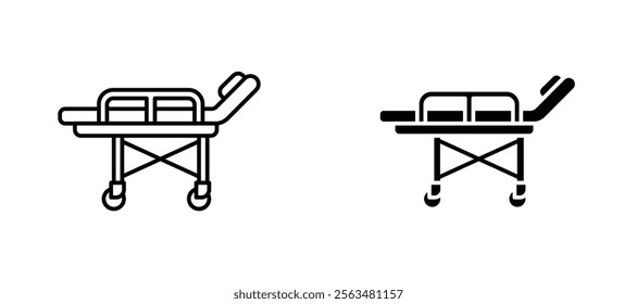 Stretcher icons in outline and fill. vector illustration for ui.