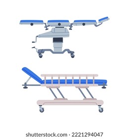 Stretcher as Medical Equipment and Assistance Device Vector Set